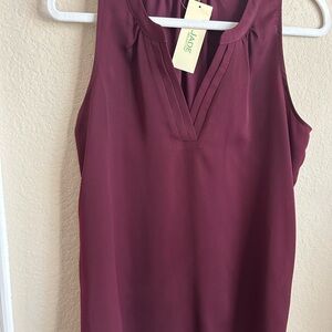 Jade Women's Deep Burgundy V-Neck Blouse